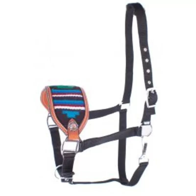 #202457: ShowmanAdjustable nylon bronc halter with red noseband