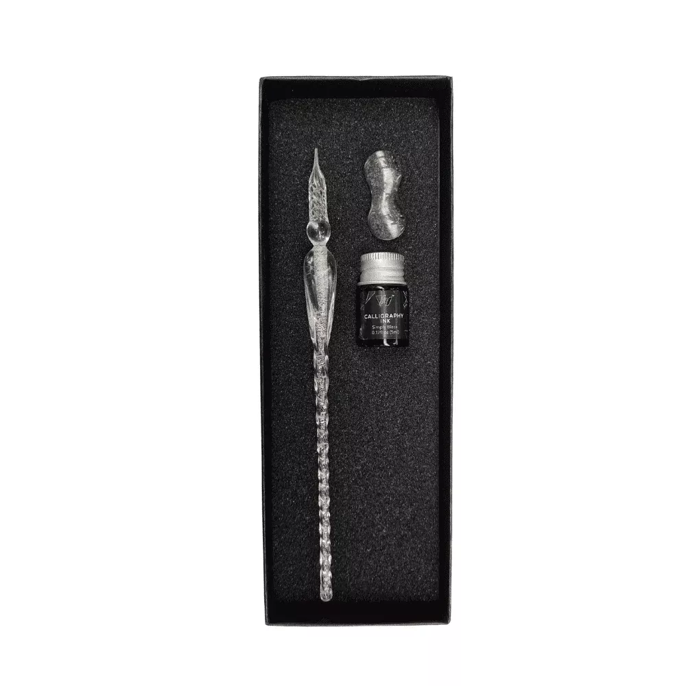 3 Piece Glass Dip Pen Set with Ink