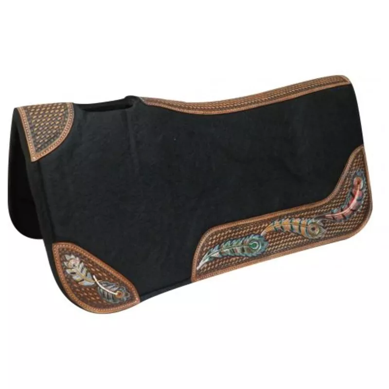 #4954: Showman32" X 31" Contoured felt bottom saddle pad with painted wear leathers