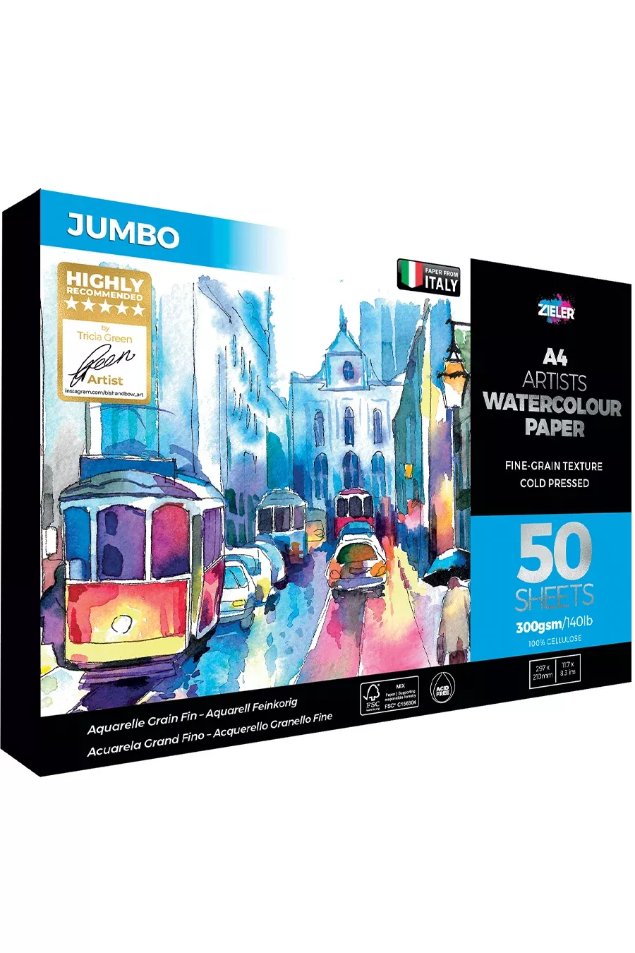 A4 Artists Watercolour Paper Fine Grain Texture Jumbo 50 sheets