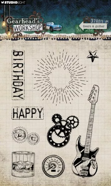 Gearhead's Workshop Nr. 944 - Gears & Guitar - Clear Stamps - Studio Light