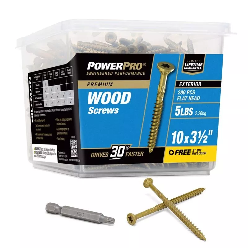 Hillman Power Pro 48614V4 No. 10 in. X 3-1/2 in. L Bronze Star Flat Head Premium Deck Screws 5 LB