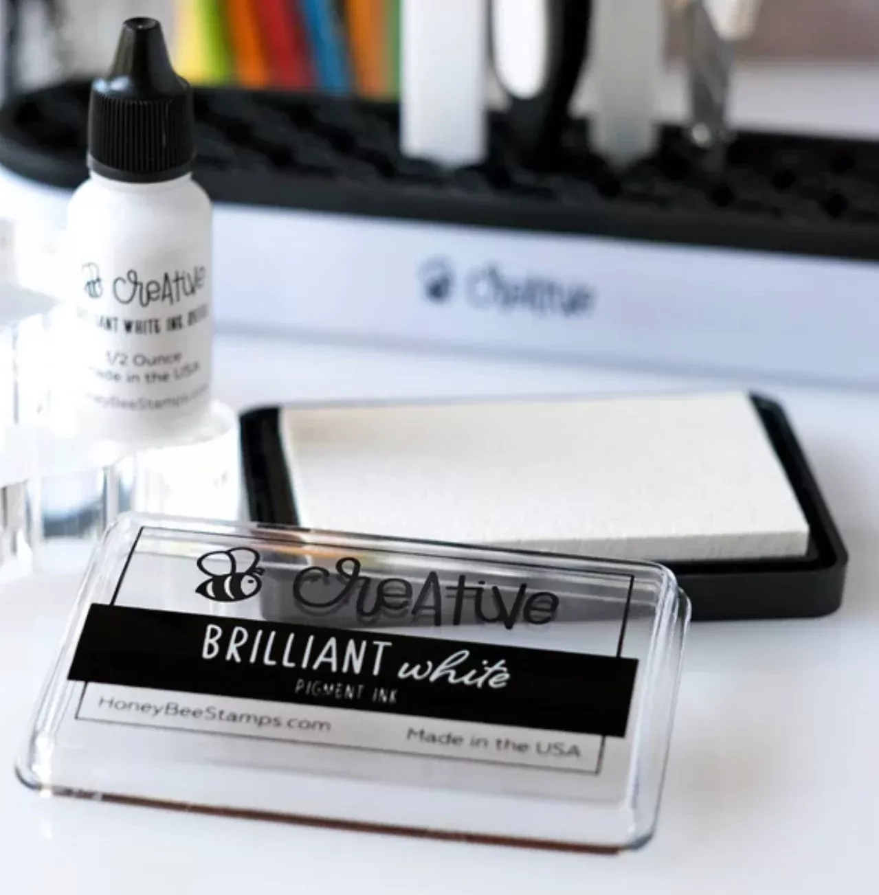 Ink Pad: HoneyBee Stamps-Bee Creative Ink Pad - Brilliant White Pigment Ink