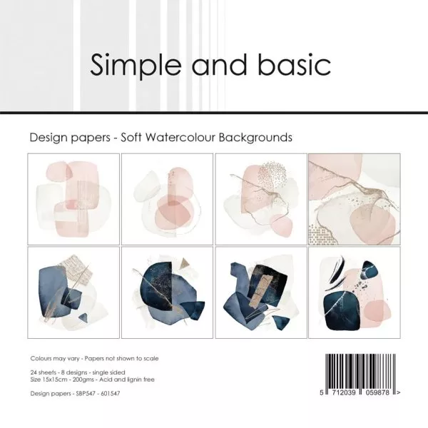 Soft Watercolour Backgrounds - Paper Pack - 6"x6" - Simple and Basic